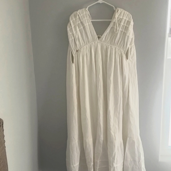 Nwt. Free people oversized lined white maxi dress beach cover up - Picture 3 of 8